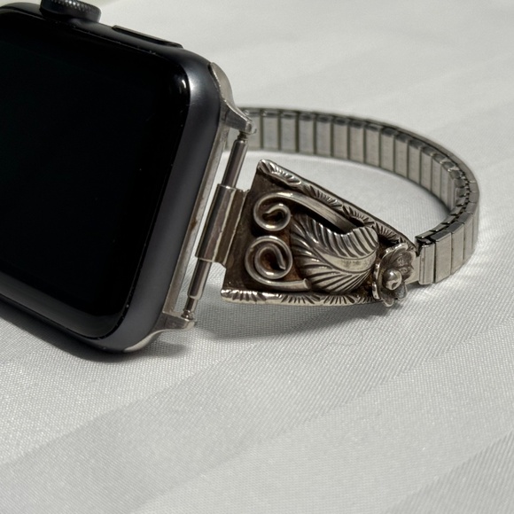Sterling Silver Native Design Apple Watch Band – Timeless Luxury Upgrade - Picture 3 of 9